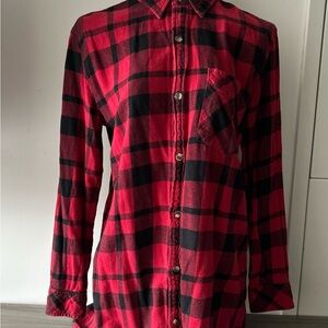TNA Red and Black Plaid Button-Up Shirt